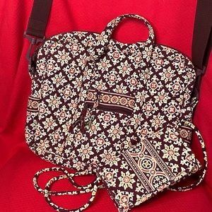 Vera Bradley Messenger/Computer Bag & Trifold Wallet.Both w/Adjustable Straps.